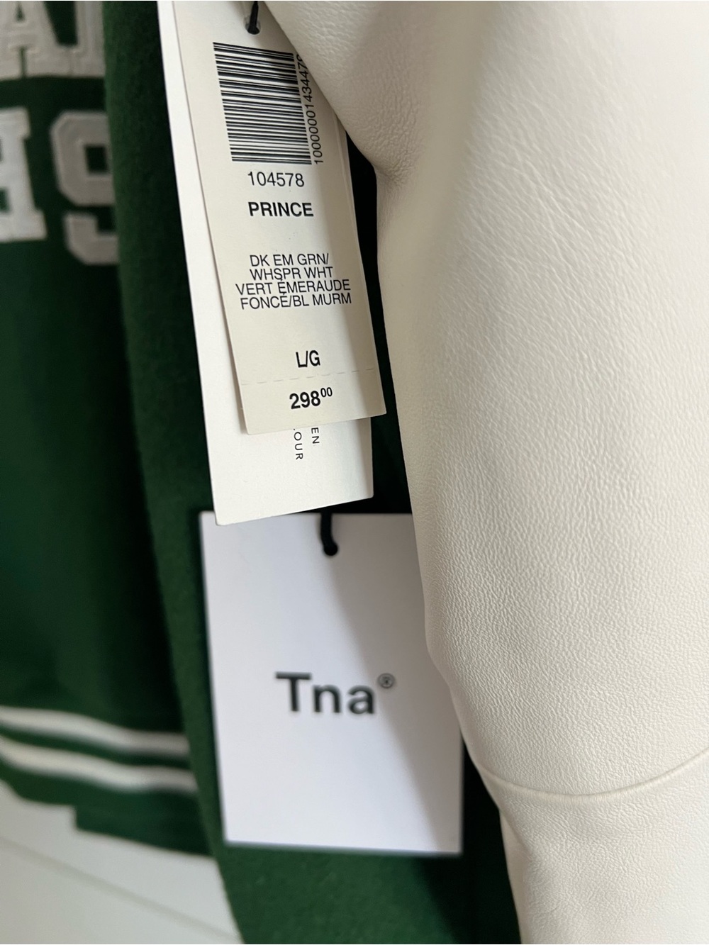 NWT Aritzia Green and Cream Varsity Jacket - Picture 6 of 6